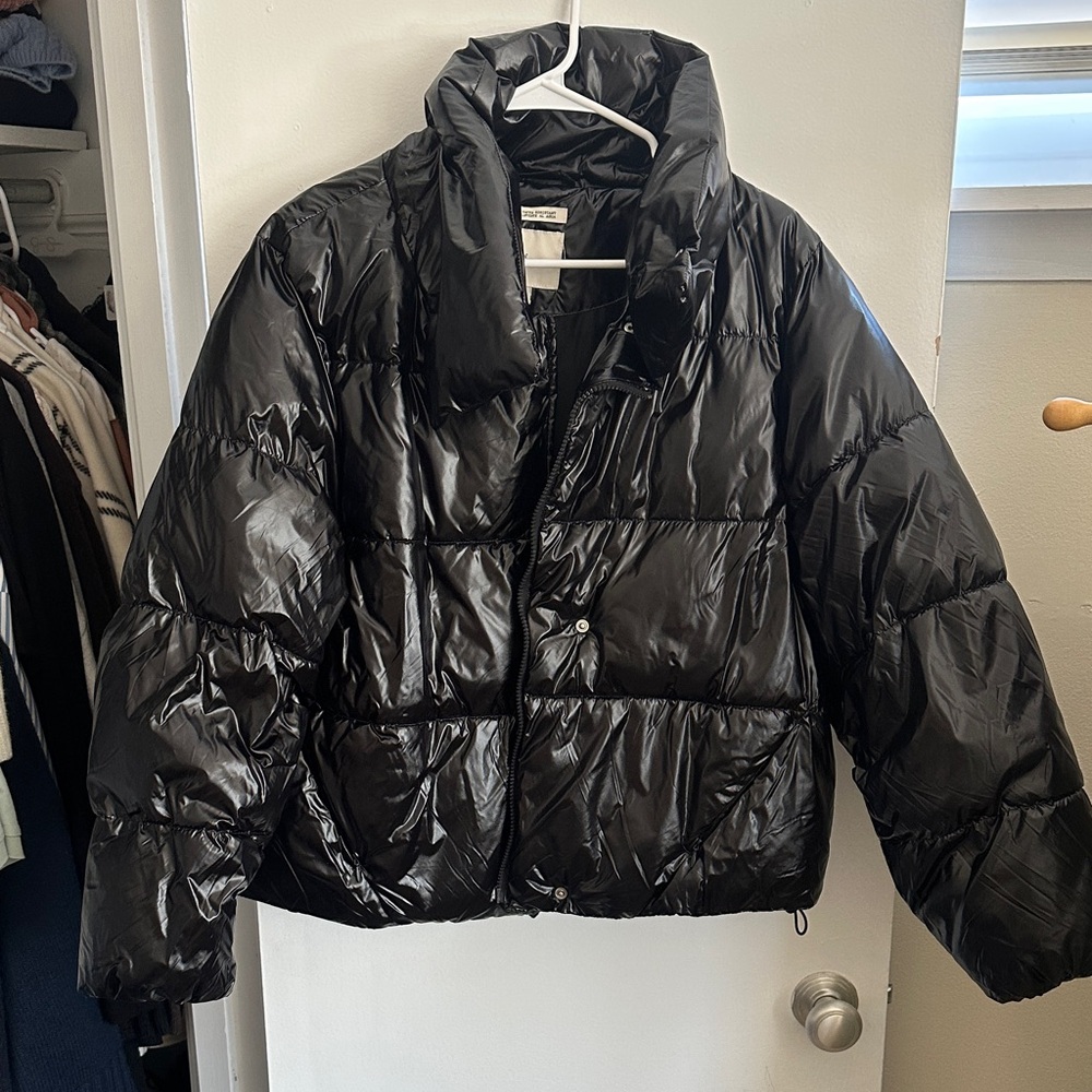 Black Shiny Puffer Jacket